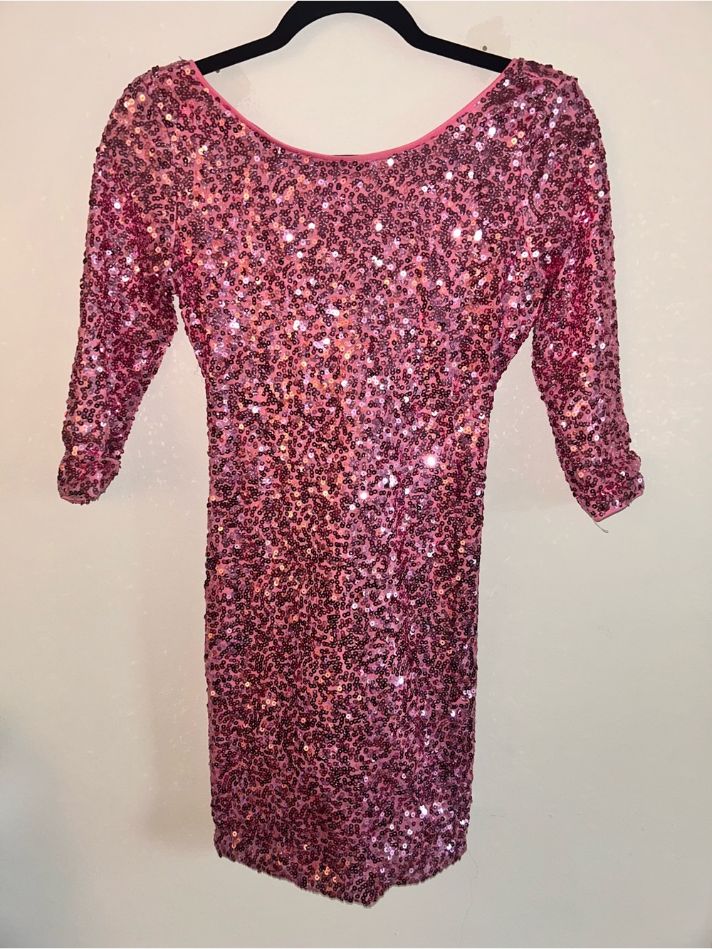 Pink Sequin Bodycon Dress - Mini Party Dress